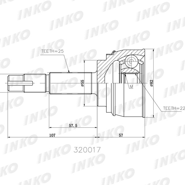 Шрус Nissan 39100-0M000 Inko 320017 (CO-5704,NI-013) GA15DE CD17 QG15DE Y10 B13/14/15 R10/11 