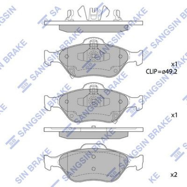 Колодки тормозные передние Toyota SCP9# NCP9#/13# KSP9#/13# NSP9#/13# Sangsin SP-1631 (NP1129)