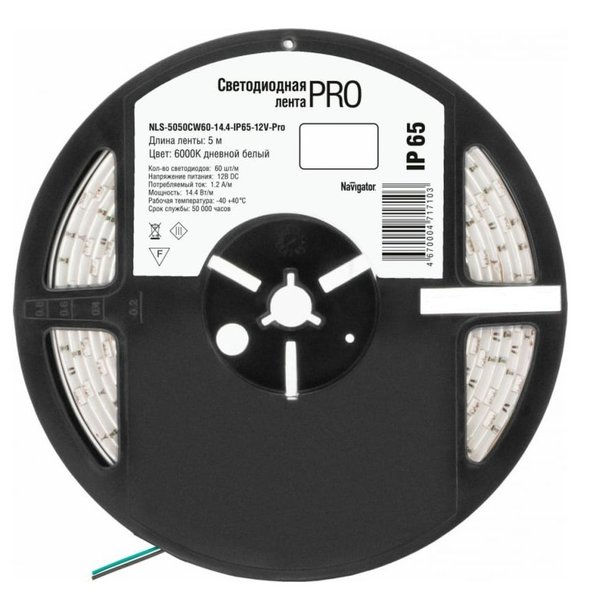 Лента светодиодная Navigator NLS-5050CW60-14.4-IP65-12 V-Pro R5 White 
