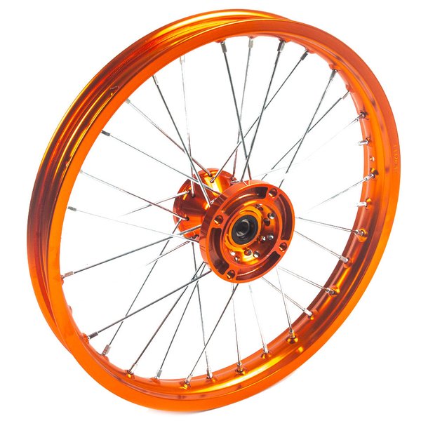 Диск мотоцикла передний 17 (1,60-R17 d=15mm) CNC ступица, алюминий/оранжевый X-TECH