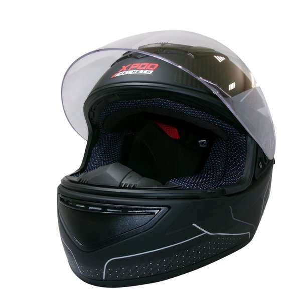 Шлем TVS RACING XPOD Blistering Black - Silver- L