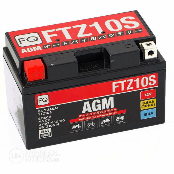 Аккумулятор мото FQ FTZ10S  AGM 8,6А R