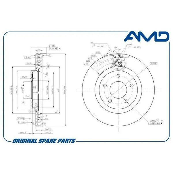 Диск тормозной перед MMC 4615A117 AMD AMD.BD311 GA1/2/3/6/8W GF2/3/4W D=294 (DF6206)
