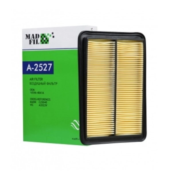 Фильтр воздушный Madfil A-2527 (A-2023V Vic/16546-4BA1B Оригинал Nissan/A-61480 Sakura)