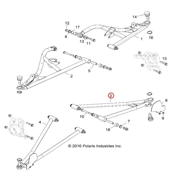 Рычаг WELD-CTRL ARM LWR FR 64 BLK Polaris 1025139-458 Оригинал