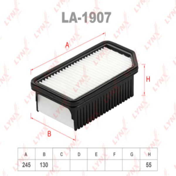 Фильтр воздушный Lynx LA-1907 (LF0198 Green/28113 1J000 Mobis/28113 2K000 Mobis)