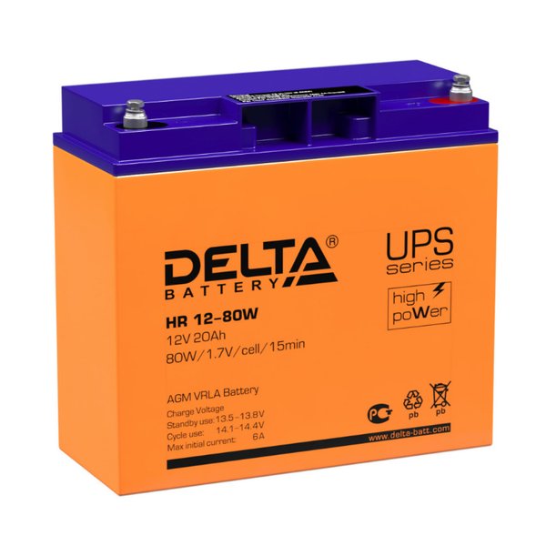 Аккумулятор мото Delta 20 А/ч HR 12-80W под болт