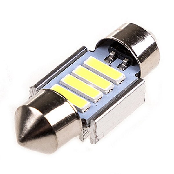 Лампа светодиодная T11(C5W) 12V 4 SMD диода 1-конт 31мм обманка Белая SKYWAY Салон, номер min 20