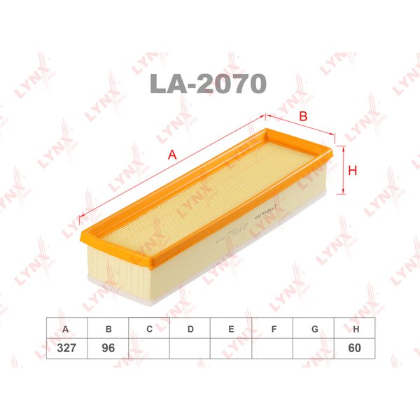 Фильтр воздушный Lynx LA-2070 (C 33006 Mann/AP134/10 Filtron/LF0295 Green) 