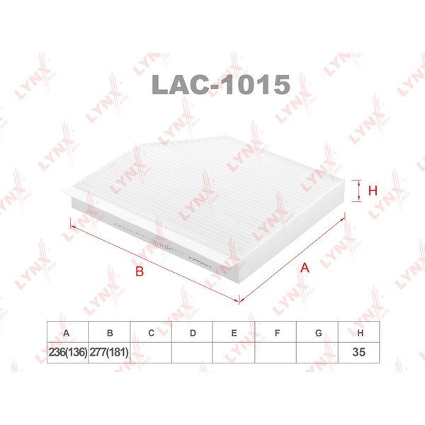 Фильтр салонный Lynx LAC-1015 (CU 2450 Mann/CF 10457 Fram) 